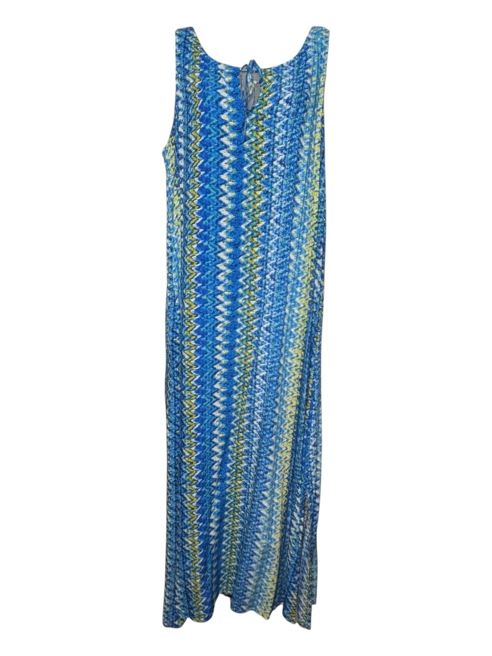 Vince Camuto Large Side Slits Sleeveless Lightweight Zigzag Pattern Maxi Dress